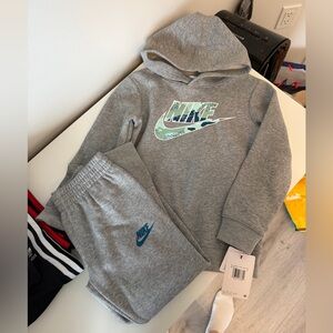 Nike Kids Gray Joggers with Blue Logo